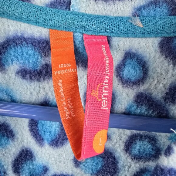 Jenny By Jennifer Moore Blue Leopard Hooded Long-Sleeve Fleece Tunic Size - Picture 4 of 7